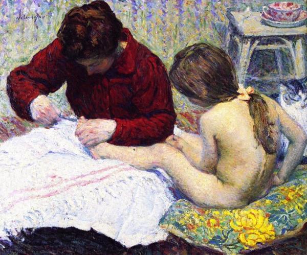 Madame Lebasque With Daughter by Henri Lebasque