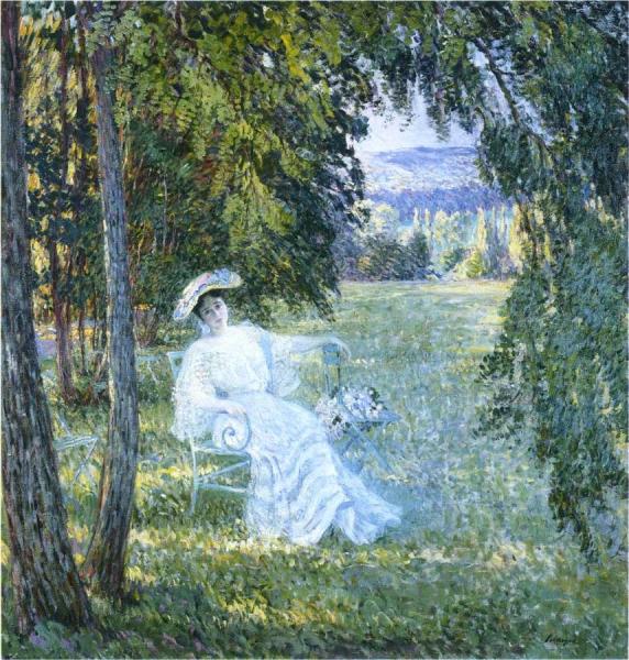 Madame Vian Seated In The Park by Henri Lebasque