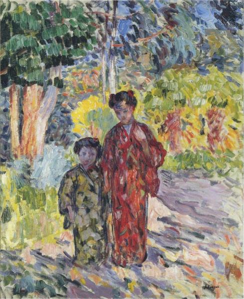 Marthe And Nono In Japanese Robes by Henri Lebasque