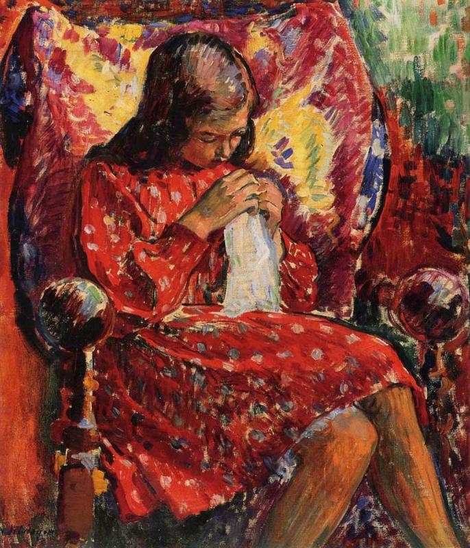 Marthe Sewing by Henri Lebasque