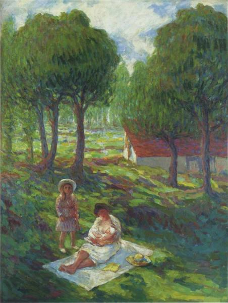 Mother And Child In A Landscape by Henri Lebasque