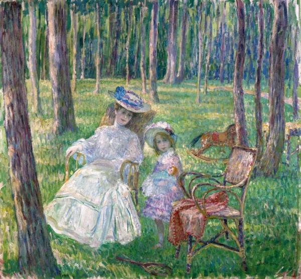 Mother And Child In The Park by Henri Lebasque