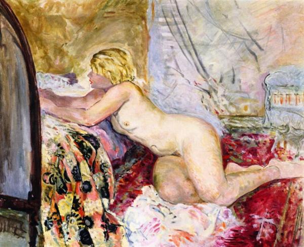 Nude Lying Across A Bed by Henri Lebasque