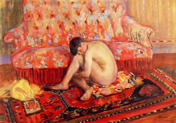 Nude On Red Carpet by Henri Lebasque