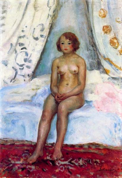 Nude Seated On A Bed by Henri Lebasque