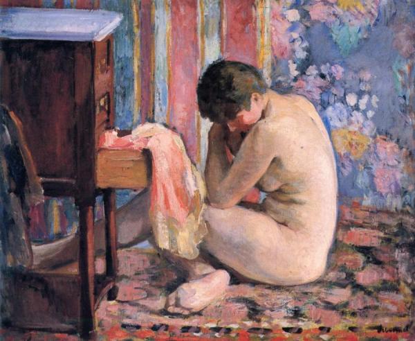 Nude With A Pink Chemise by Henri Lebasque