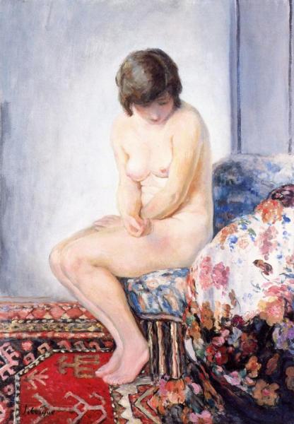 Nude With Red Carpet by Henri Lebasque