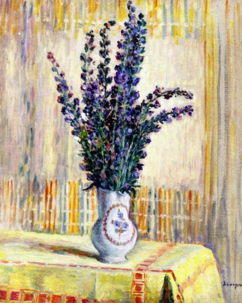 Pitcher Of Flowers On A Table by Henri Lebasque