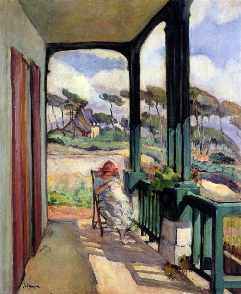 Sewing On The Terrace At Morgat by Henri Lebasque
