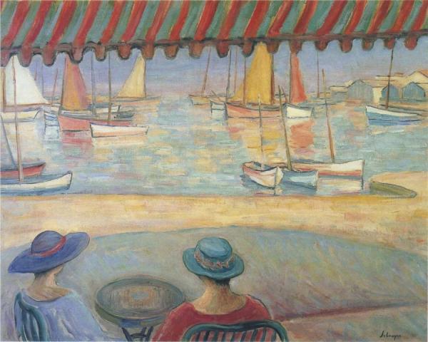 The Cafe On The Terrace At St Ile De Yeu by Henri Lebasque