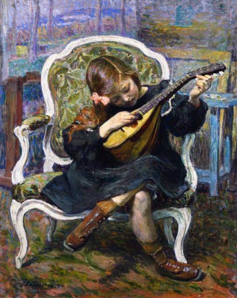 The Little Mandolin Player (marthe Lebasque) by Henri Lebasque