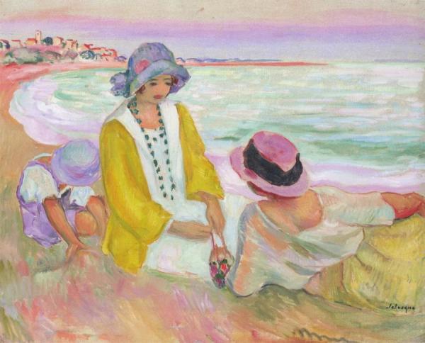 Three Young Girls At The Beach by Henri Lebasque