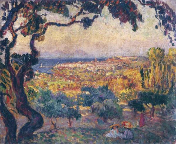 Two Children By The Bay At St Tropez by Henri Lebasque