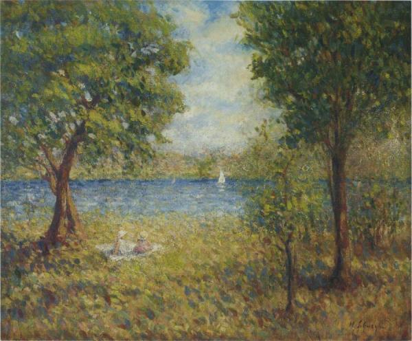 Two Girls By The Eau River by Henri Lebasque