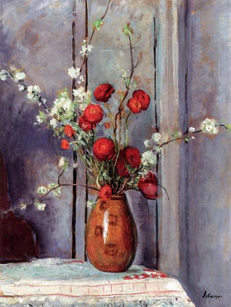 Vase Of Flowers, Poppies And Apple Blossoms by Henri Lebasque