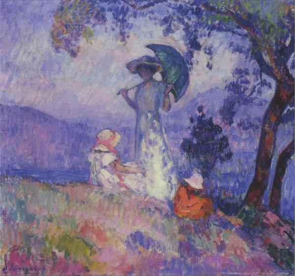 Walk In The Mountains At Saint Tropez by Henri Lebasque