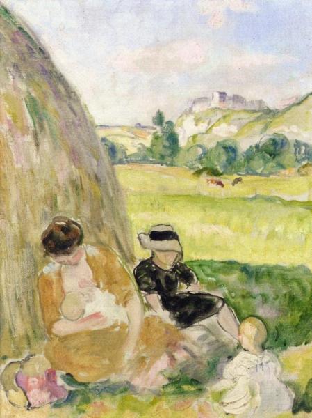 Woman And Children In The Countryside by Henri Lebasque