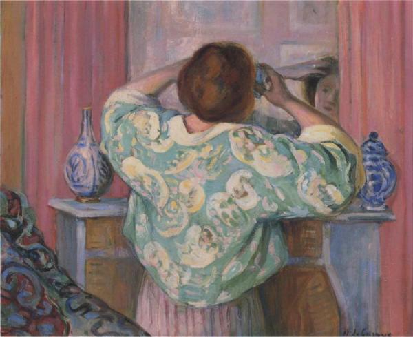 Woman Doing Her Hair At The Mirror by Henri Lebasque