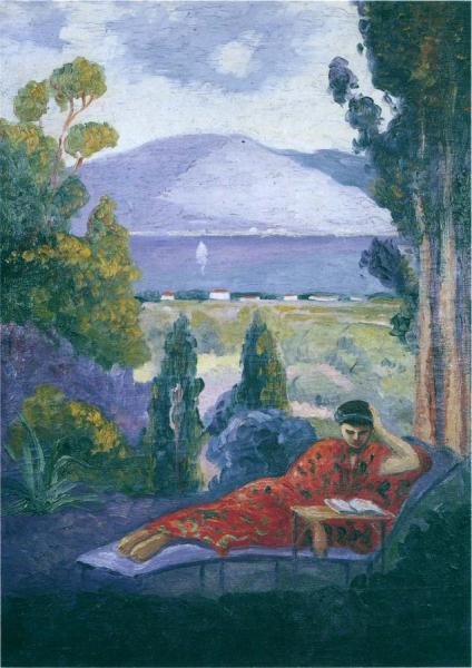 Woman In A Mediterranean Landscape by Henri Lebasque