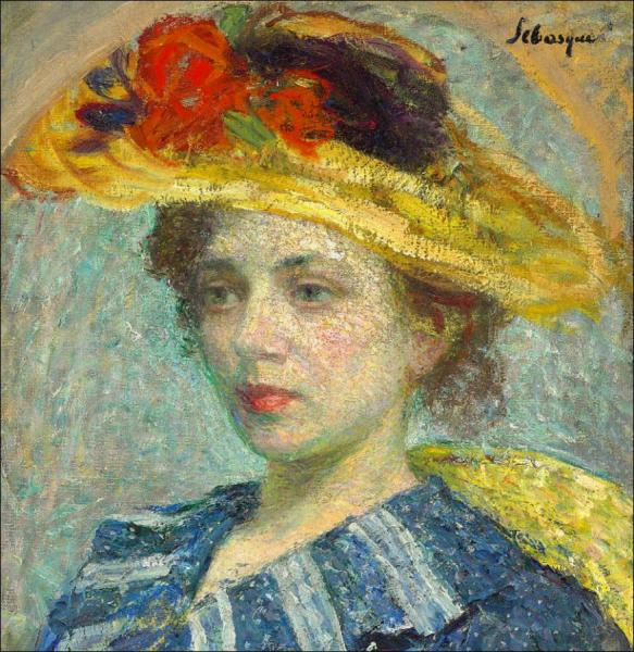 Woman With Hat With Flowers by Henri Lebasque