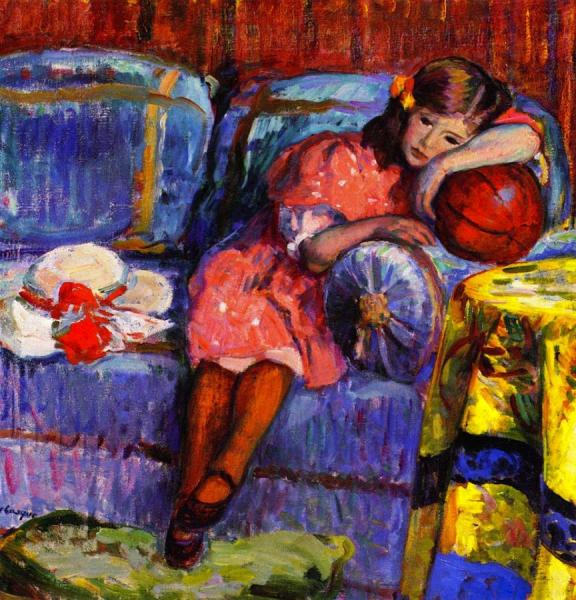 Young Girl And The Red Balloon by Henri Lebasque