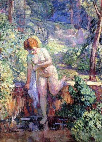 Young Girl In A Garden At St. Tropez by Henri Lebasque