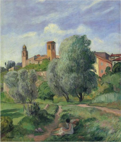 Young Girl In Garden At Cannes by Henri Lebasque