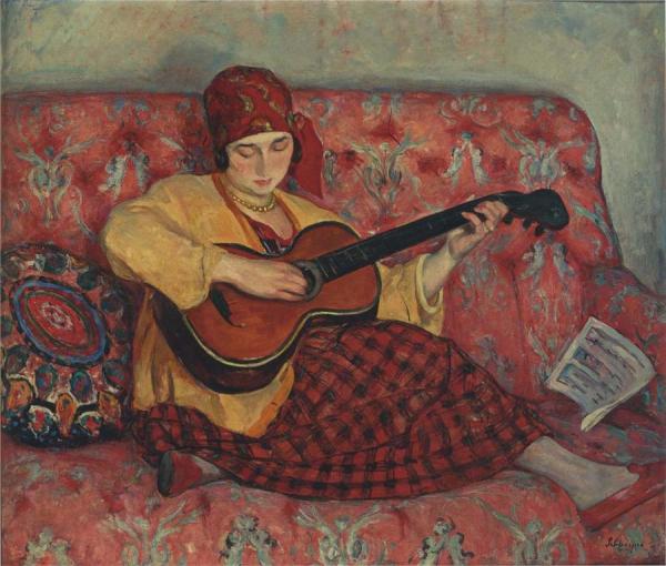 Young Girl With Guitar by Henri Lebasque