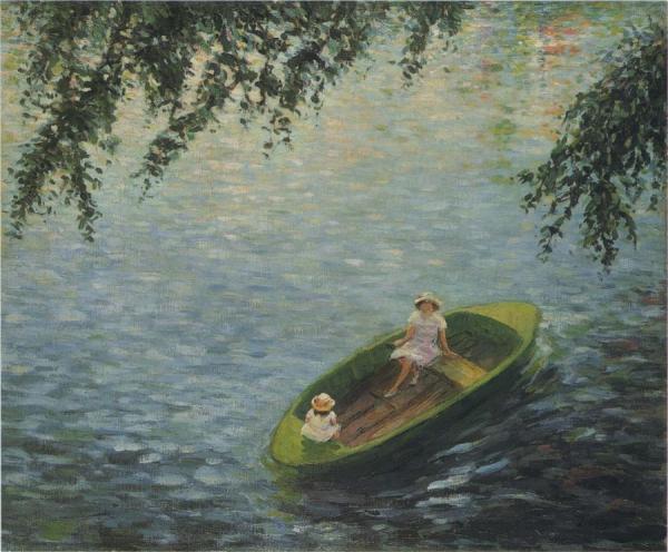 Young Girls In A Boat On The Marne by Henri Lebasque
