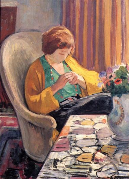 Young Woman In An Interior by Henri Lebasque