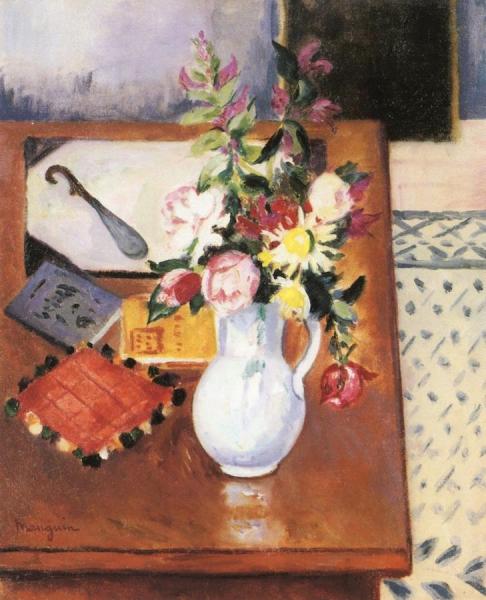 Corner Of A Table, Pink Flowers by Henri Manguin