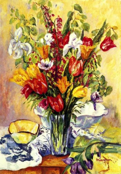 Iris And Tulips by Henri Manguin