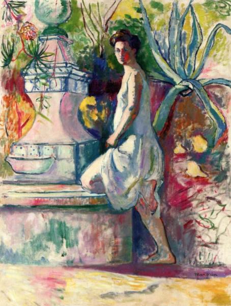Jeanne At The Fountain, Villa Demiere by Henri Manguin Oil Painting Reproductions