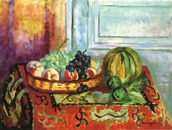 Melon, Peaches And Basket by Henri Manguin
