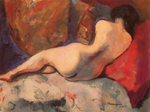 Nude On A Red Cushion by Henri Manguin