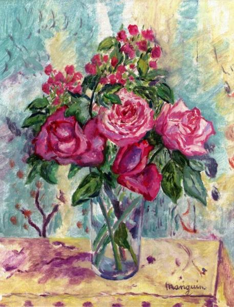 Small Vase Of Roses by Henri Manguin Oil Painting Reproductions