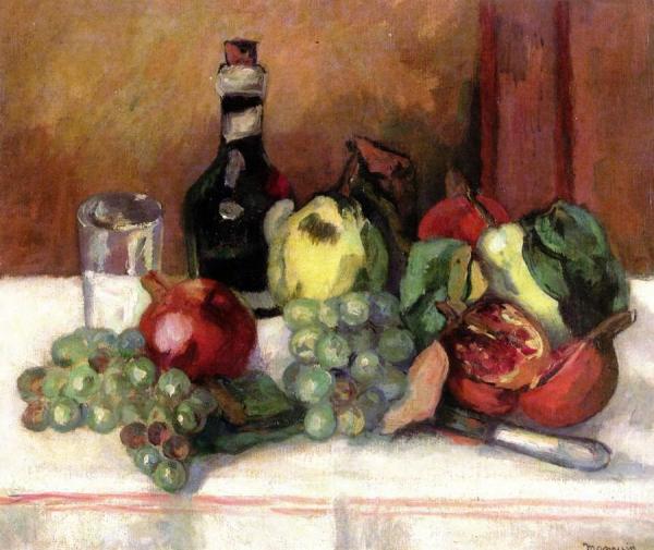 Still Life, Quinces, Pomegranates And Raisins by Henri Manguin