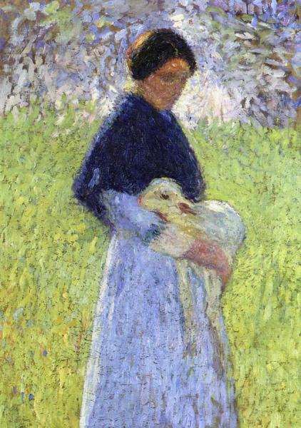 A Shepherdess And Her Sheep by Henri Martin
