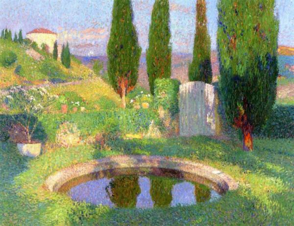 Bassin Dans Le Parc De Marquayrol Avec L'atelier D'henri Martin by Henri Martin
