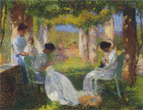 Beneath The Trellis by Henri Martin
