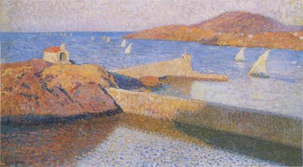 Collioure La Chapelle Sur La Digue - Voiles Blanche by Henri Martin