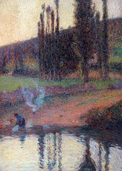 Laundress Kneeling At The Edge Of The Water by Henri Martin Oil Painting Reproductions