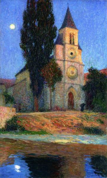 Lever De Lune Derrière L'Église De La Bastide-du-vert by Henri Martin