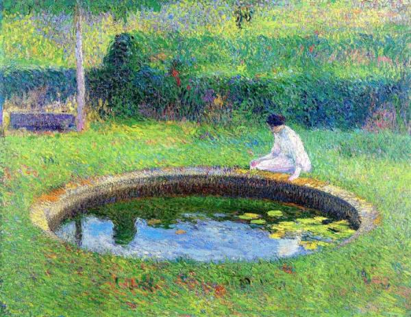 Madame Henri Martin Assise Sur La Margelle D'un Des Bassins De Marquayrol by Henri Martin Oil Painting Reproductions