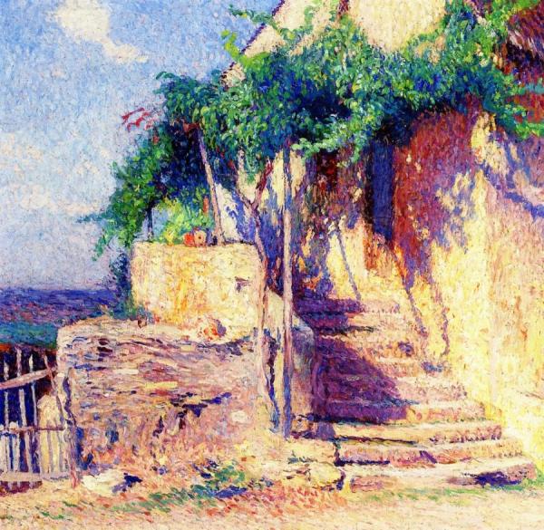 Maison Avec Une Vigne Au Dessus D'un Escalier by Henri Martin