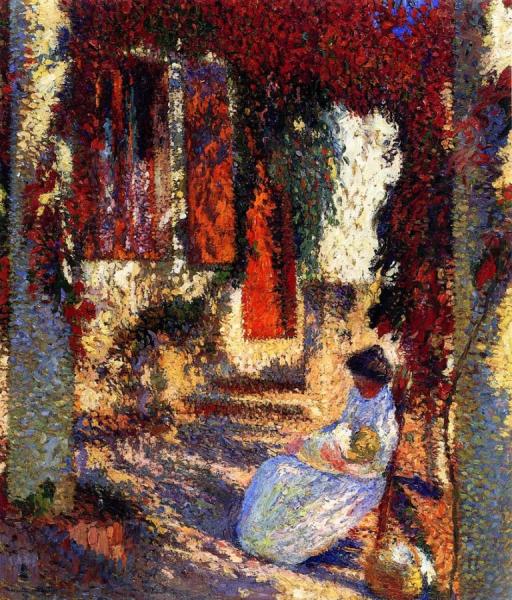Mother And Child In The Garden by Henri Martin