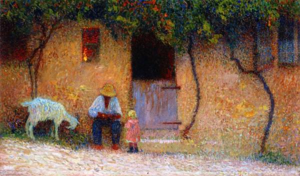 Peasant In Front Of His House In La Bastide Du Vert by Henri Martin