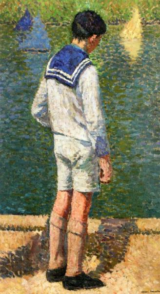 Petit Garçon Au Bord Du Bassin Du Jardin Du Luxembourg à Paris by Henri Martin