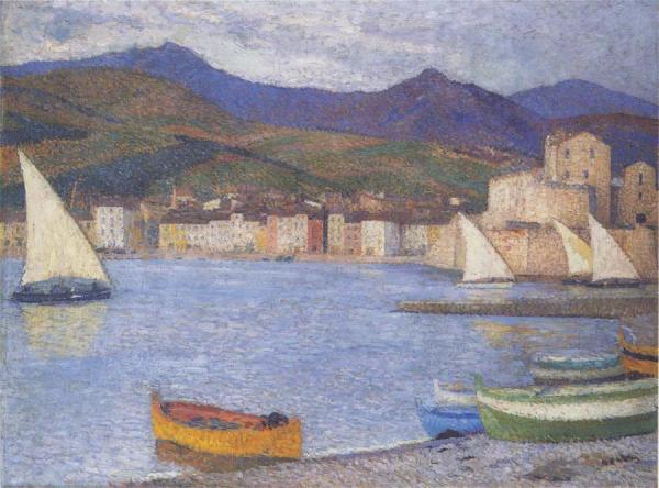 Sailboats In The Port Of Collioure by Henri Martin