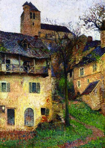 Street Up Towards The Church Of Saint-cirq-lapopie by Henri Martin